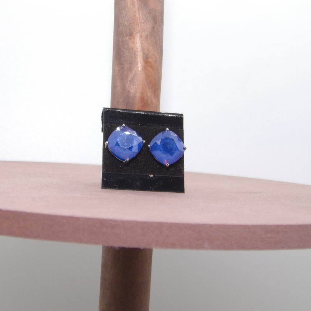 Origami Owl Silver Clara Stud Earrings with Royal Blue Swarovski Crystals